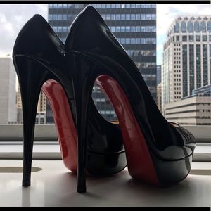 Christian Louboutin Lady Peep Patent Leather Pumps